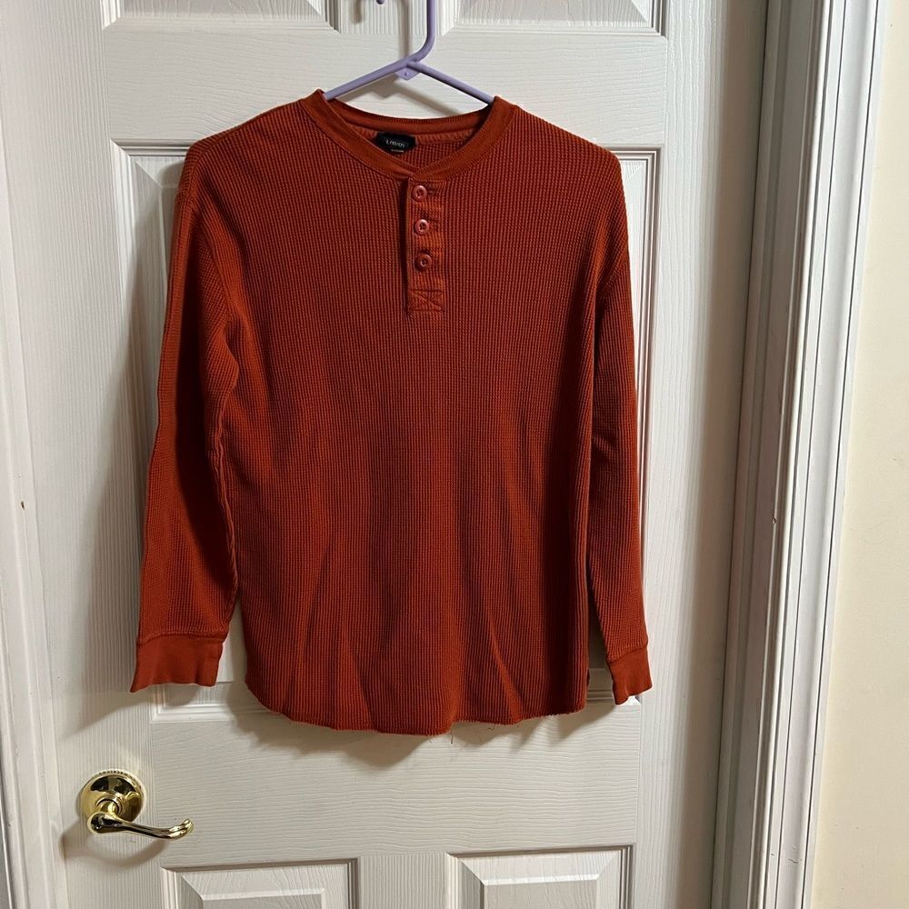 Cherokee size Large (10/12) youth boys orange waffle weave long sleeved shirt.